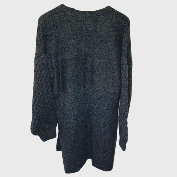 Topshop Gray Multiple Texture Knit Long Open Front Cardigan Sweater Size 10 - Picture 3 of 11